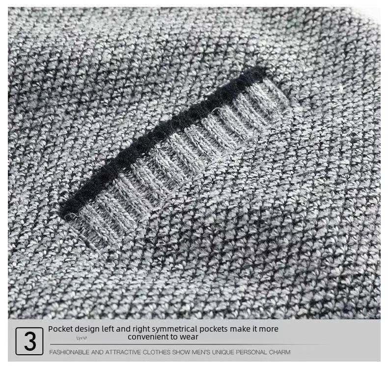 Мужской зимний утолщенный свитер-кардиган с V-образным вырезом и бархатом для людей среднего и пожилого возраста