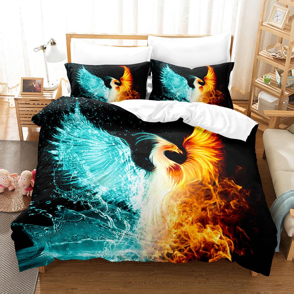 3D Digital Printing Three-Piece Set Bedding Pillowcase Quilt Cover American Style Home Textile