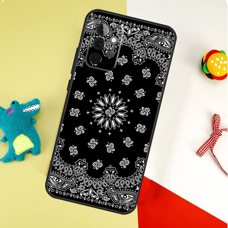 Черная Бандана Пейсли Для Samsung Galaxy A05 A06 A16 A54 A34 A14 A55 A35 A15 A53 A33 A13 A22 A32 A52 Чехол Для Телефона