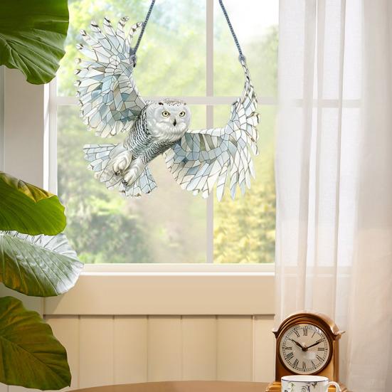 Owl Sun Catcher Colored Acrylic Light Catcher Window Hanging Ornament for Home Garden Balcony Decor Bird Enthusiasts Gift