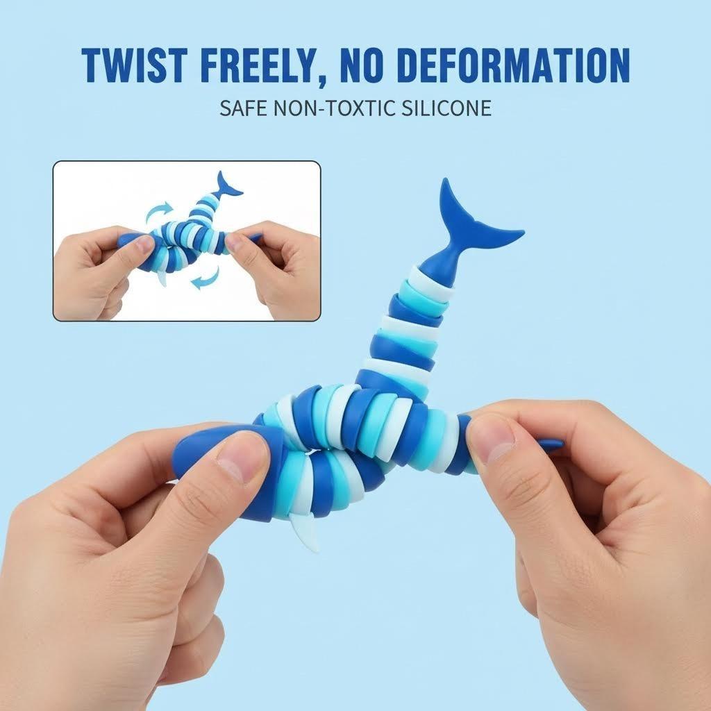 Toys Fidget Slug 3D Articulated Stretch Shark Stress For Adults Kids Anti-Anxiety Office Desk Toy Gifts For Kids Adults Children's Birthday Gift