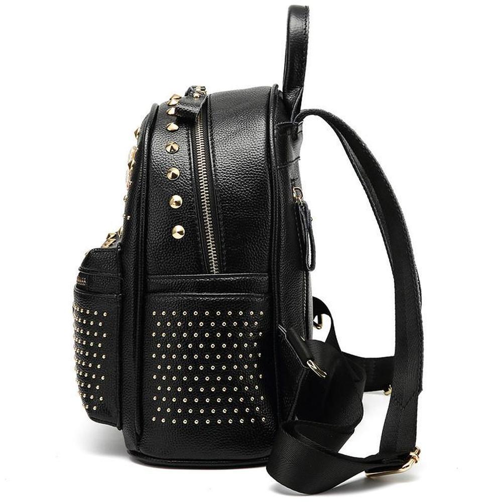 Women Bag Female Shoulder Bag Leather Backpack Bee Rivet Leather Handbags Leisure Travel Backpack