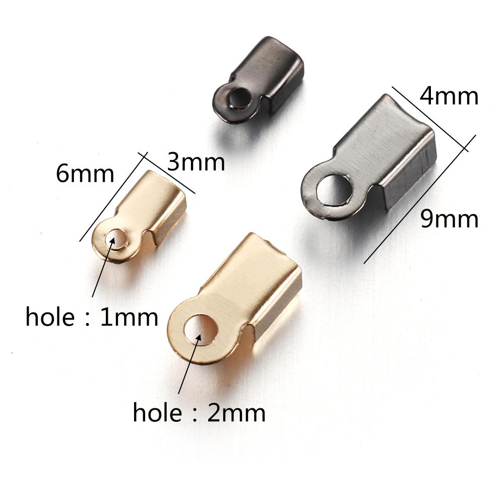 200pcs Cove Clasps Cord End Caps String Ribbon Leather Clip Tip Fold Crimp Bead Connectors for Jewelry Making DIY Supplies