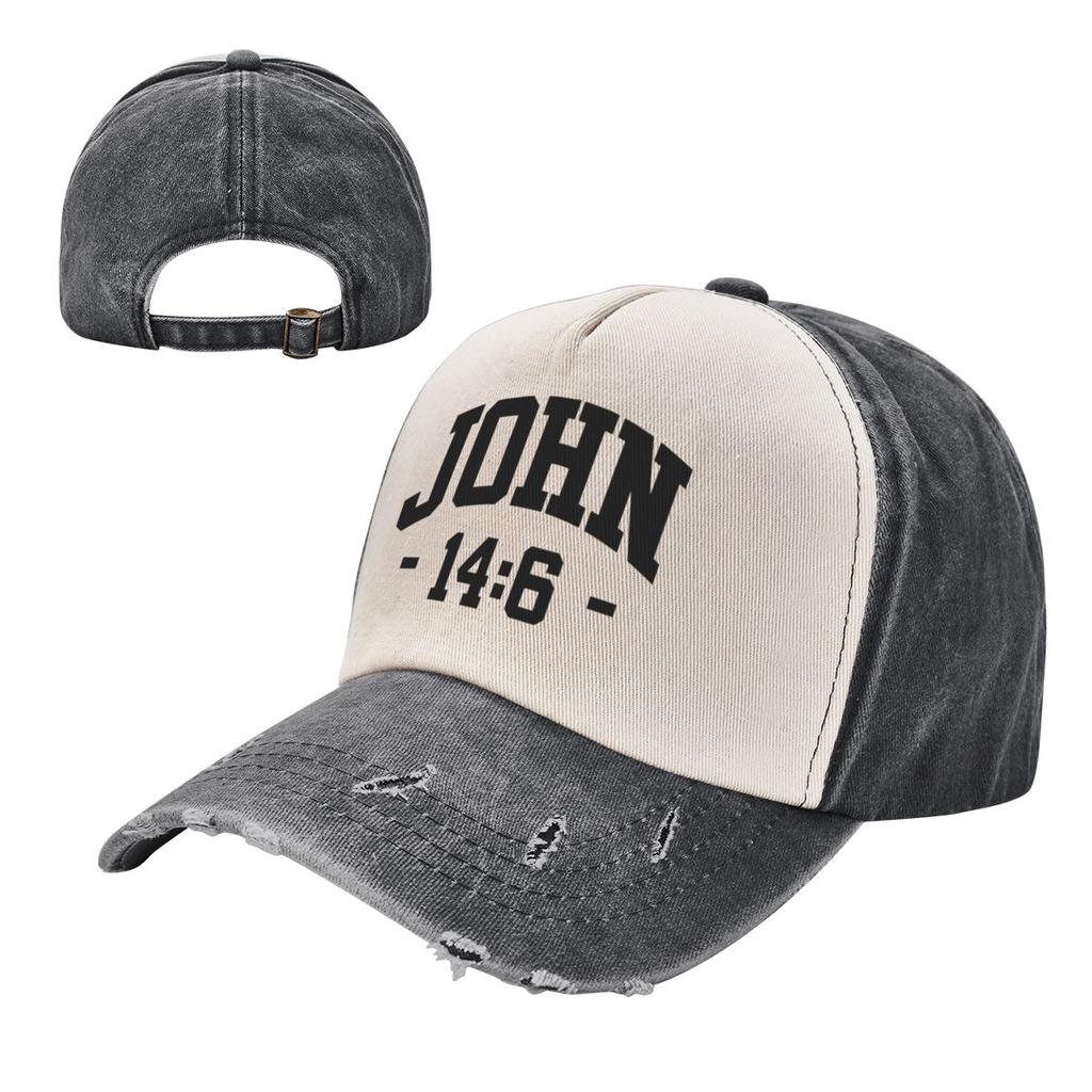 Christian John 14 6 14:6 Bible Outfits Unisex Women Baseball Cap Catholic Distressed Washed Dad Hat Vintage Running Golf Sun Cap