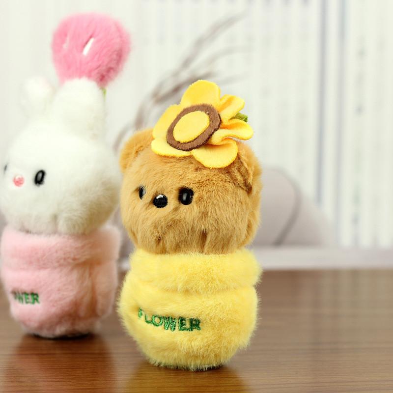 Delightful Plush Animal Keychain Bunny And Bear Cute Potted Plant Accessories