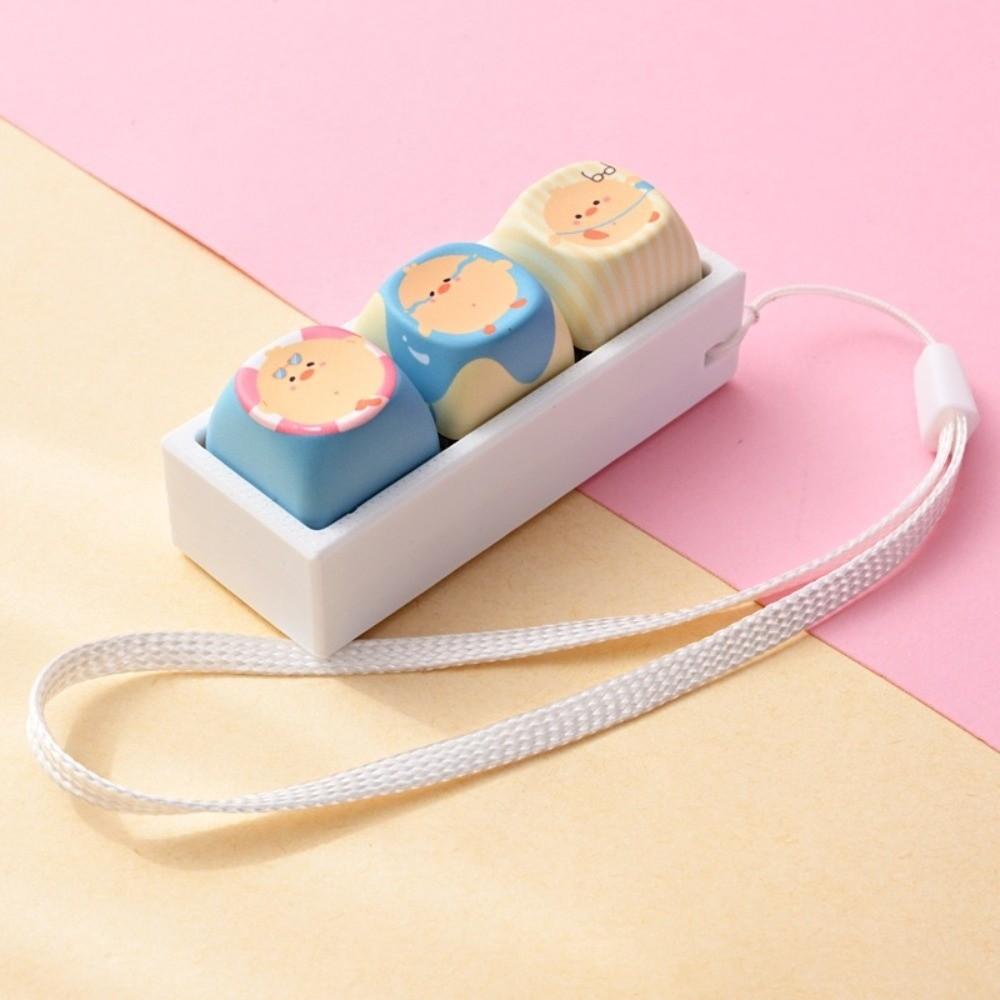 Cartoon Cat Keycap Fidget Keychain 3 Keys Finger Press Keycap Keychain Calming