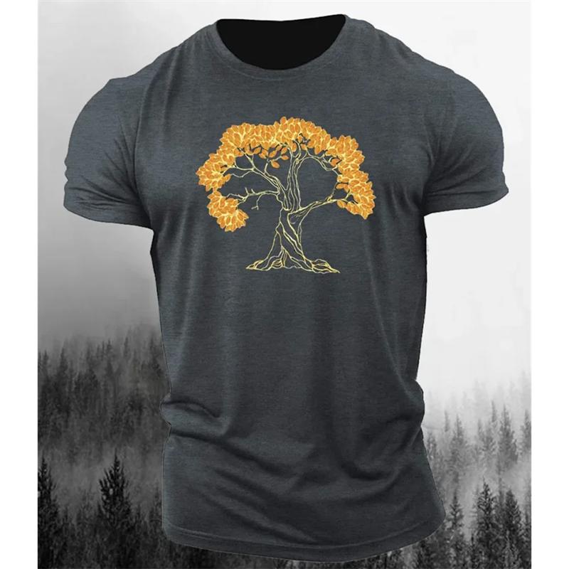 Винтажные футболки с 3D-принтом в виде дерева, свободные, оверсайз, модные, спортивные топы, уличные, повседневные мужские футболки