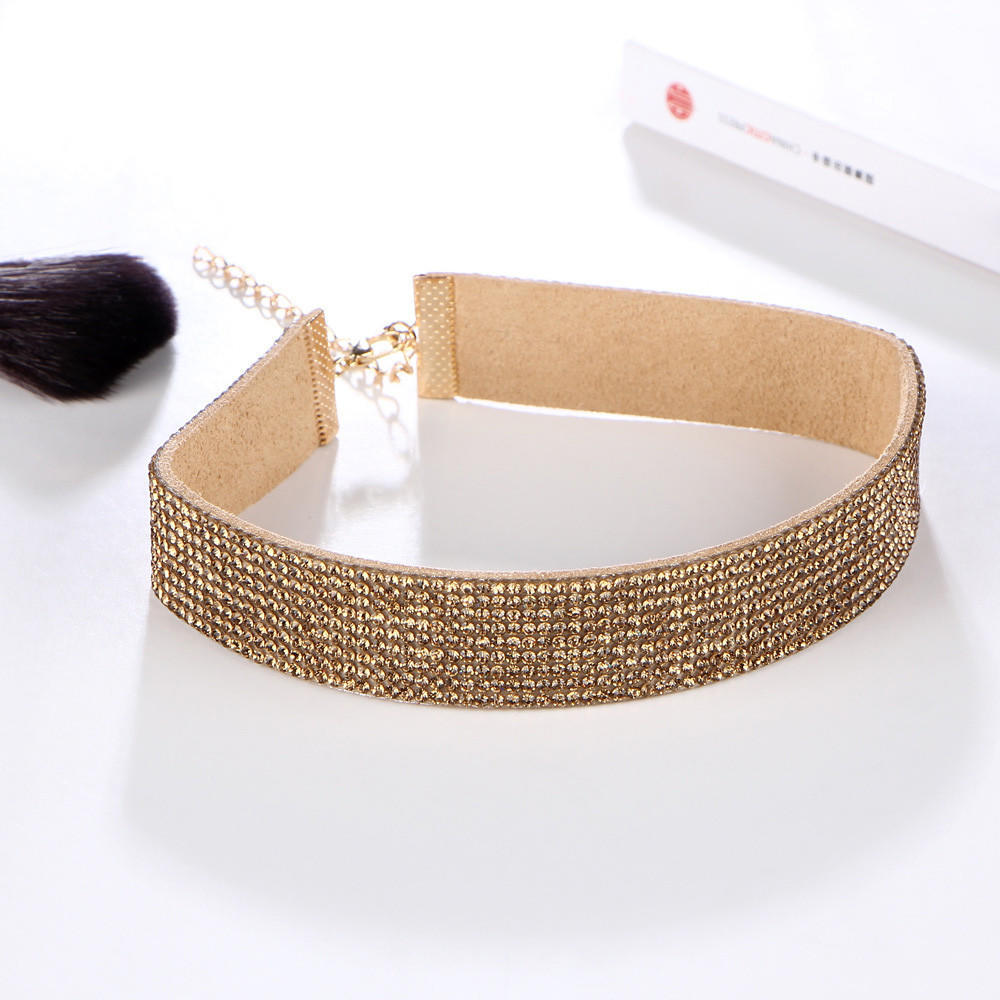 Женщины Алмазное колье Кристалл Rhinestone Очарование Дамы Ювелирные изделия Бархатное ожерелье