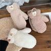 Women Faux Fur Mittens Plush Thicken Warm Halter Winter Baby Gloves for Girls Boys Lamb Wool Korean Ladies Snow Gloves Outdoor