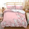Cherry Blossoms Duvet Cover King/Queen Size,Japanese Sakura Tree Pink Floral Spring Vintage Cultural Bedding Set for Women Girls