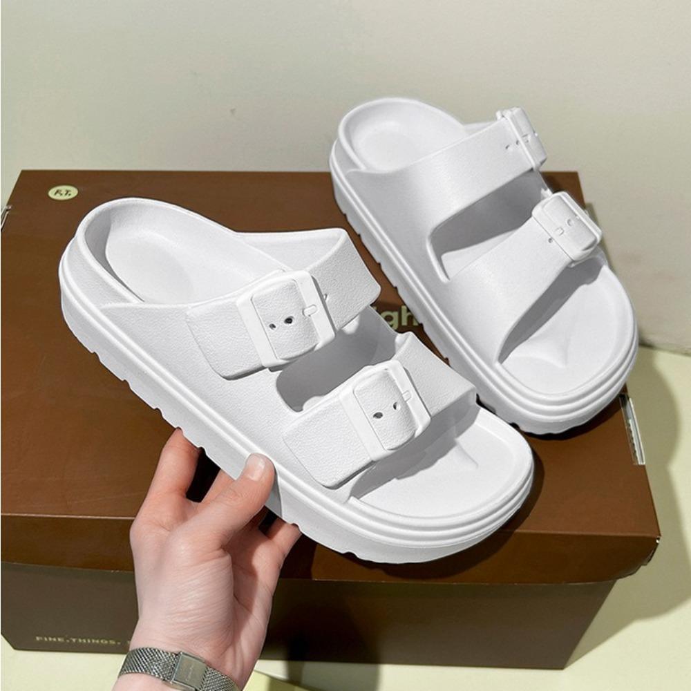 Модные шлепанцы на толстой подошве для женской коллекции 2025 года. Летние новинки для улицы, сандалии с двойным ремешком, противоскользящие, дышащие, с мягкой подошвой, пляжная обувь