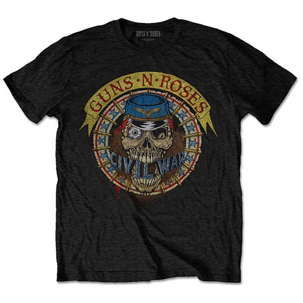 Men's Guns N Roses Skull Circle (Back Print) T-shirt Small Black