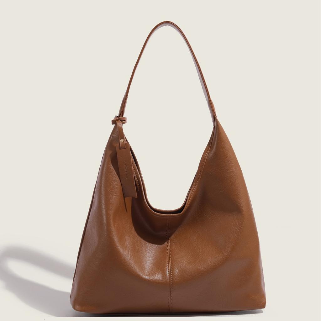 Осень Зима 2025 Простая Сумка на одно плечо из мягкой кожи, сумка под мышкой, ретро, большая вместимость, для поездок на работу, кроссбоди, сумка на одно плечо, большая сумка