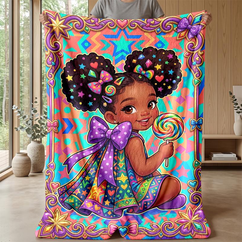 Candyland Adventure blanket Personalized Name Flannel Blanket Soft Cozy Plush Throw for Sofa Bed Lightweight Home Decor