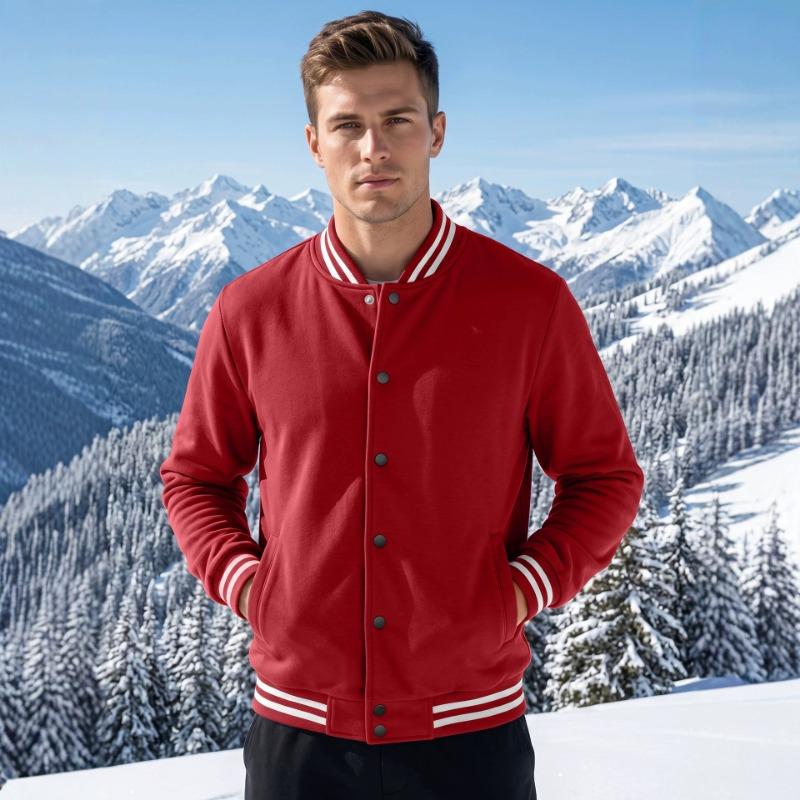 Men S American Style Fleece Lined Baseball Jacket Pants Casual Sport Set