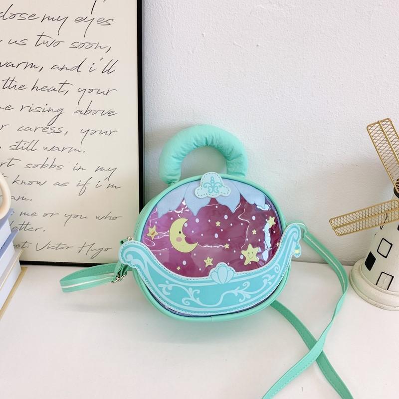 Цвет Простой Однотонный Принт Звезда Луна Детская Круглая Сумка Кроссбоди для Девочки