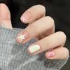 Милые молочно-белые накладные ногти короткой длины с мультяшным дизайном звезд