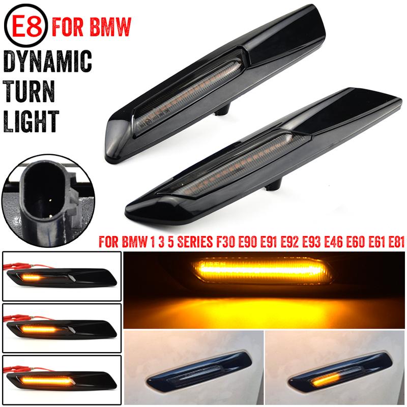 Side Marker Lights Blinker LED Turn Signal Sequential Fender Indicator Lamp For BMW 1 3 5 Series F10 F30 E90 E91 E46 E60 E61