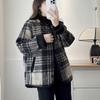 Повседневные клетчатые куртки с круглым вырезом женские винтажные свободные теплые однобортные куртки с карманами женские пальто весна осень универсальная верхняя одежда
