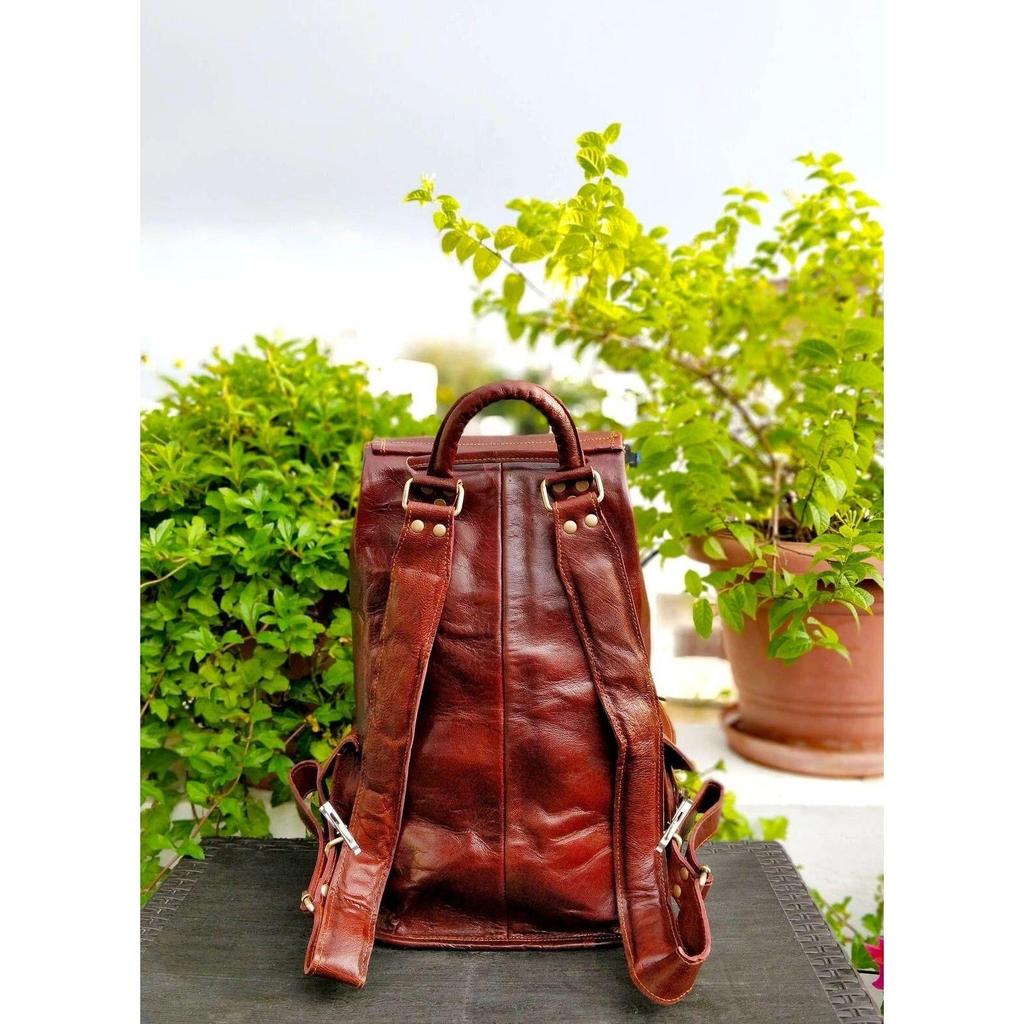 Genuine Leather Backpack Travel Rucksack Vintage Bag Men's New Brown