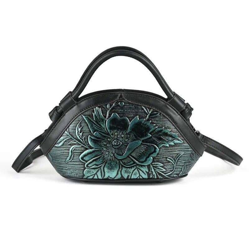 Johnature Ретро-сумка ручной работы из натуральной кожи с тиснением, женская сумка, универсальные сумки из воловьей кожи на плечо и через плечо