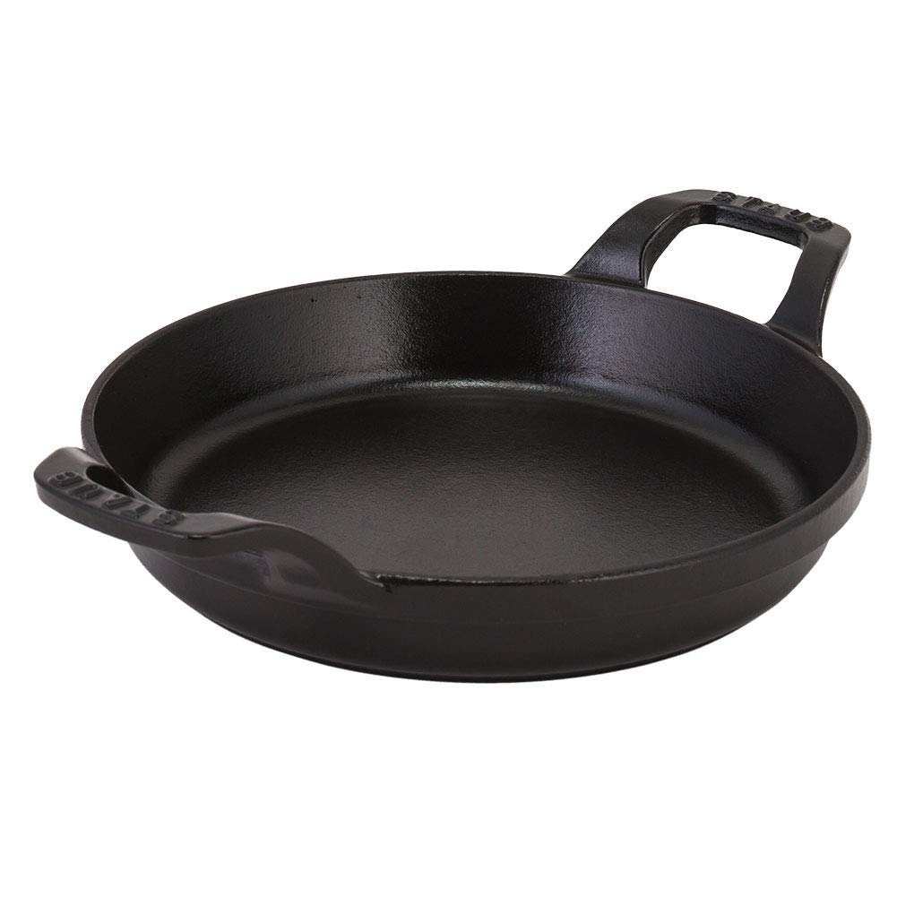 Staub Round Stackable Gratin Induction Stylish Oven Dish, 20cm, Dish, Compatible, Enamel, Dish, Black, 1302023/40509-558-0 [Used]