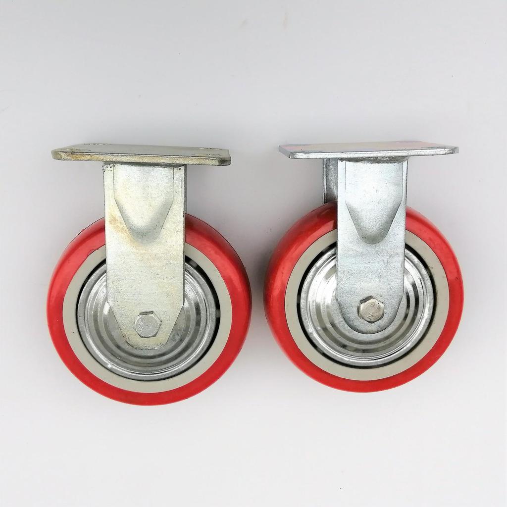 Красное резиновое колесо-поворотная роликовая опора в корейском стиле для промышленных тележек