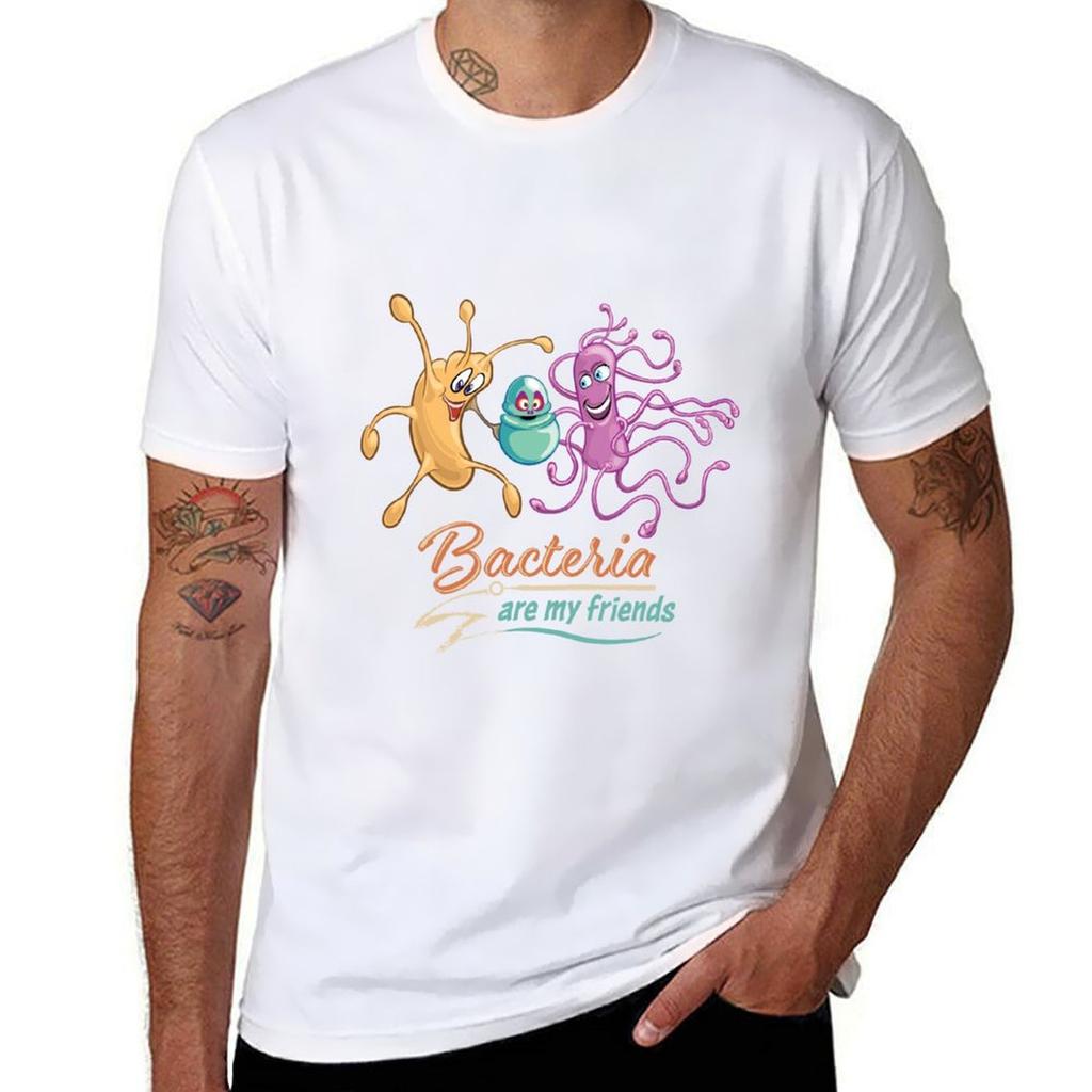 Microbiology Funny Cartoon Bacteria Are My Friends With Retro Vintage Colors And Text Tshirt