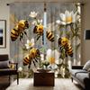 2pcs HD Bees In Flowers Decorative Curtain Yellow Tie Digital Printed Curtain Home Decoration Style Decoration Living Room Be
