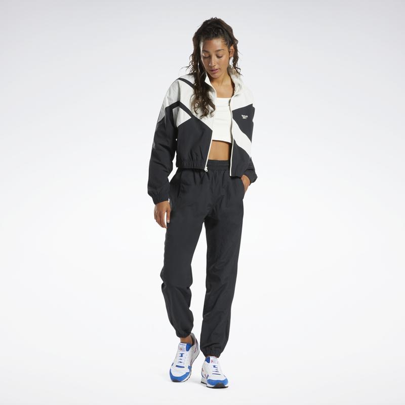 Reebok Короткая приталенная ветровка Color Block, женская куртка, черная, белая HH9752