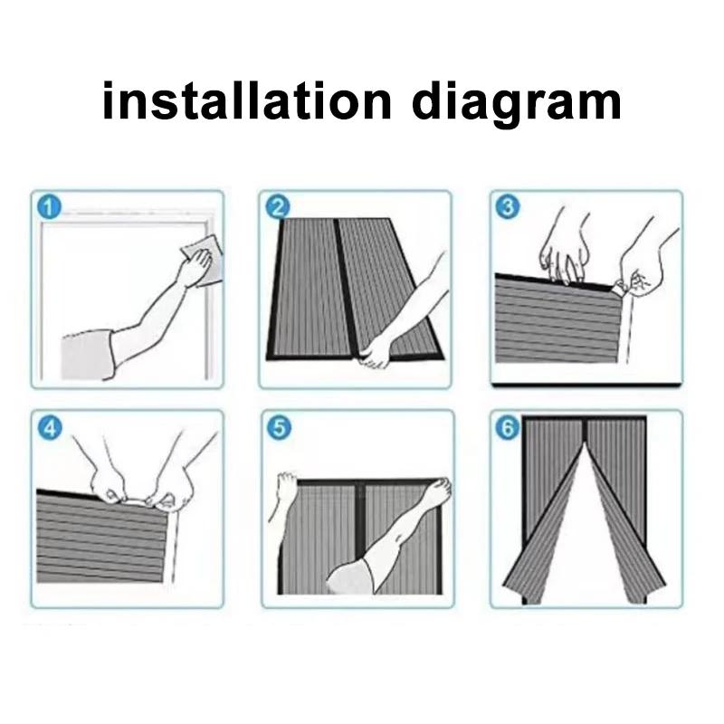 Летняя антимоскитная магнитная дверная сетка, разрешенная для домашних животных Прогулка через дверную сетку Магнитное закрытие-магнитная дверная сетка защищает от насекомых сзади