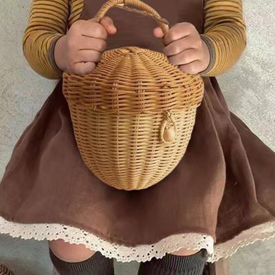 Плетеная корзина из ротанга в форме желудя, переносная сумка для хранения, корзина для пикника, органайзер для всякой всячины, реквизит для фотосъемки