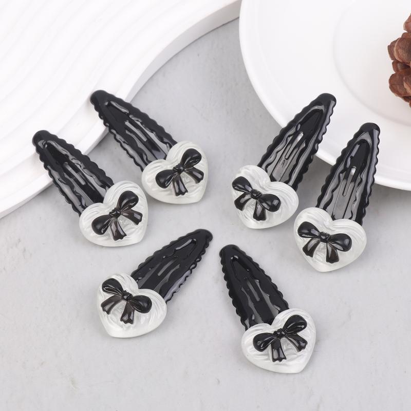 Sweet & Cool Heart Bowknot Wavy BB Clip 2/6Pcs Fashion Versatile Side Hairpin for Energetic Girls