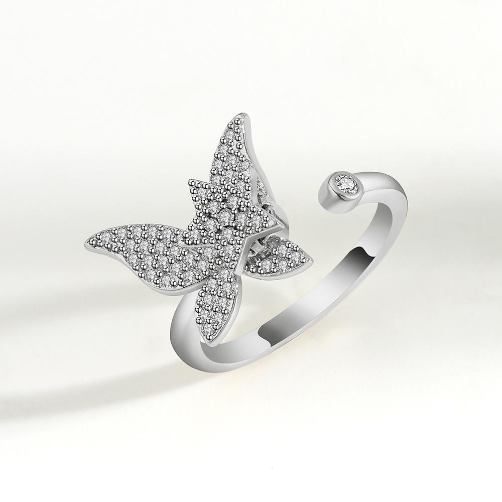 Rotatable Butterfly Open Ring For Women Adjustable Index Finger Ring Unique Personalized Fashion Jewelry Gift