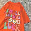 Улыбка приносит удачу Мужская женская футболка с рисунком Хлопковые футболки с круглым вырезом Дышащая футболка Простота Футболка Одежда Топы для пар