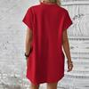Женское летнее платье, однотонное, с круглым вырезом, с короткими рукавами, свободные боковые карманы, повседневное, дышащее, мягкое, повседневное, для офиса, свиданий, мини-платье