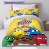 Постельное белье с узором M&M's, Комплект с одеялом, Пододеяльник, Наволочка, Домашний подарок на день рождения (1 пододеяльник + 2 наволочки, без наполнителя)