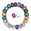 20Pcs Glass Square Shape With Claw Sew On Crystal Stone Strass Diamond Metal Base Buckle For Clothes Decorating