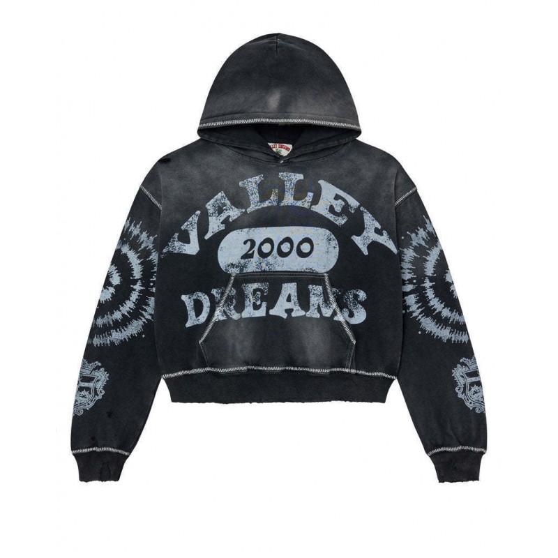 Unisex Oversized Hooded Zip-Up Sweatshirt With Graffiti Print Casual Streetwear
