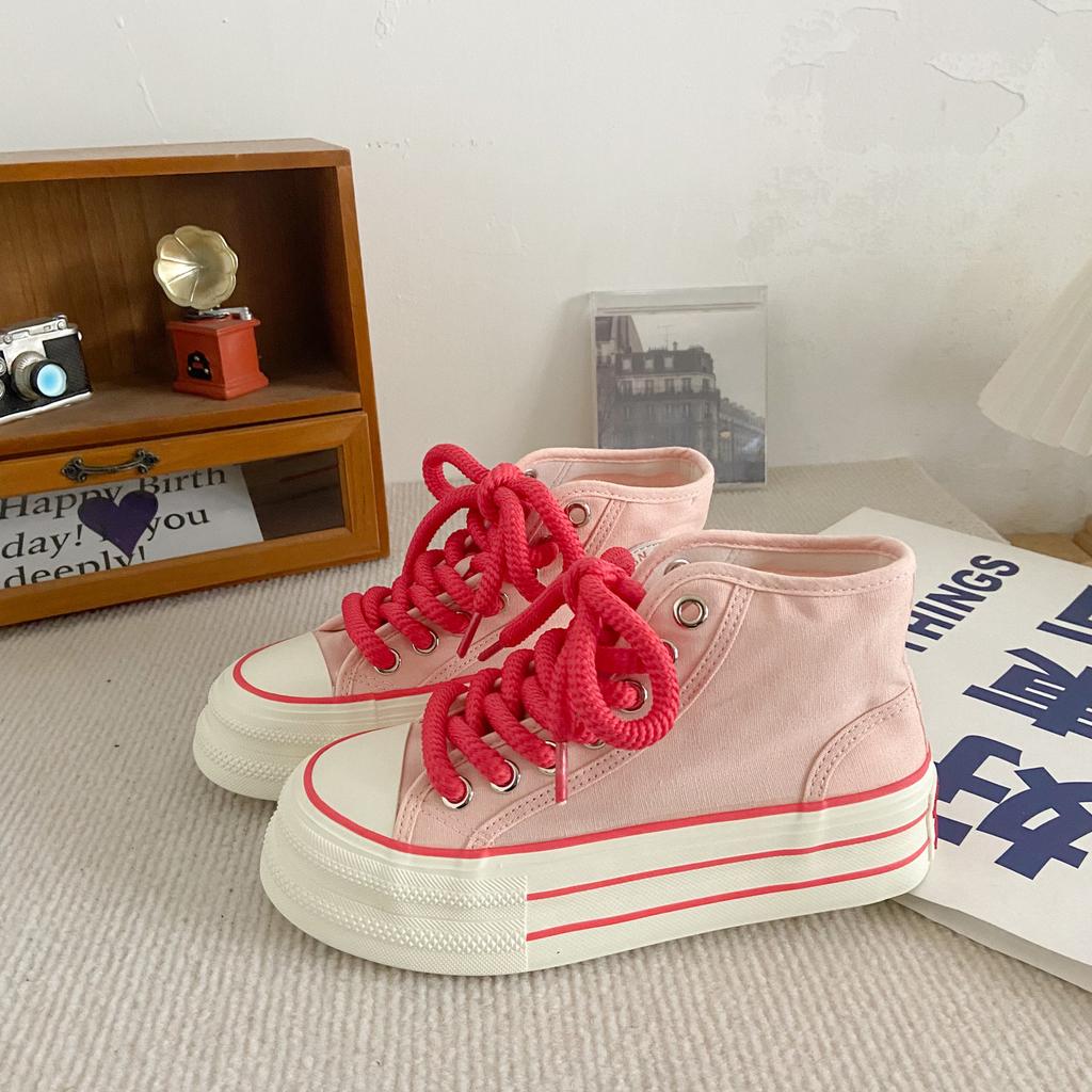 H1028 + H1057 + H1292 Две пары женских парусиновых туфель на платформе на одну ногу, ленивые универсальные нишевые ins доски