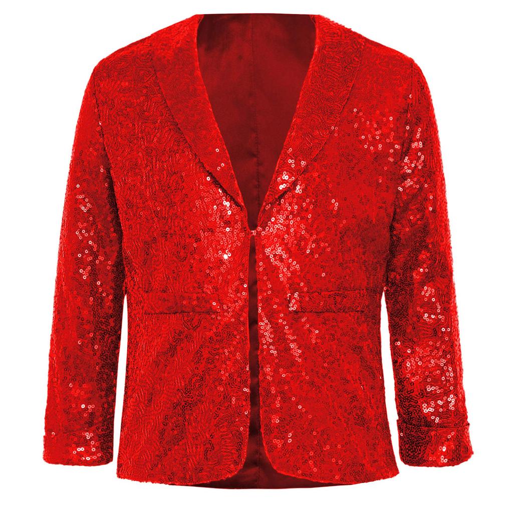 Детское унисекс рождественское пальто с блестящими пайетками, лацканами и длинными рукавами, куртка, костюм для латиноамериканского джаза, диско, танцев