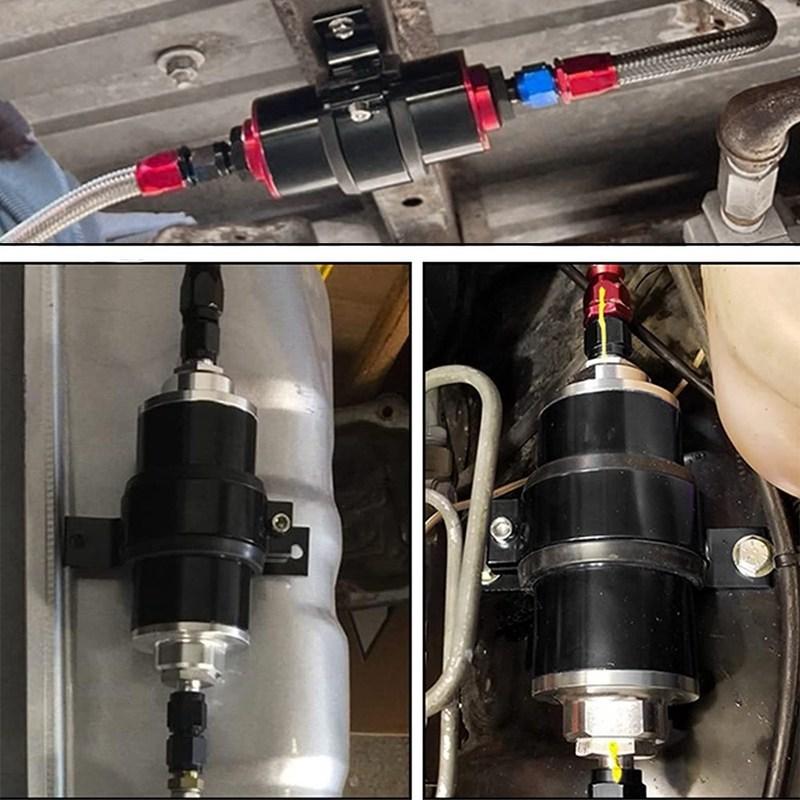 50MM 100 Micron Aluminum Fuel Filter High Flow with AN6 AN8 AN10 Fitting Adapters, Mounting Bracket, Wrench Universal Cleanable