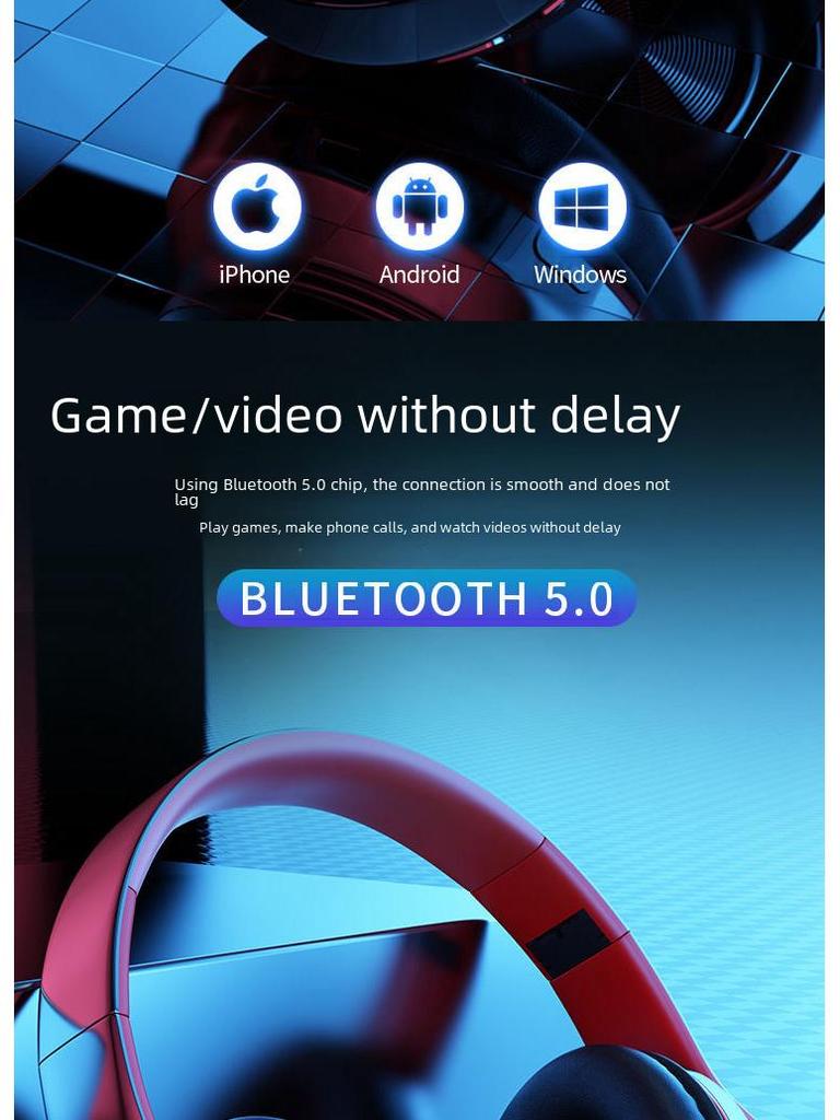 Светящаяся Bluetooth-гарнитура B39: Наголовные, беспроводные, складные, с цветной подсветкой, мощным басовым звуком