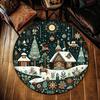 Christmas Village Round Rug Nordic Winter Round Reindeer Ornaments Round Rug Cozy Cabin Round Rug Festive Forest Holiday Decor