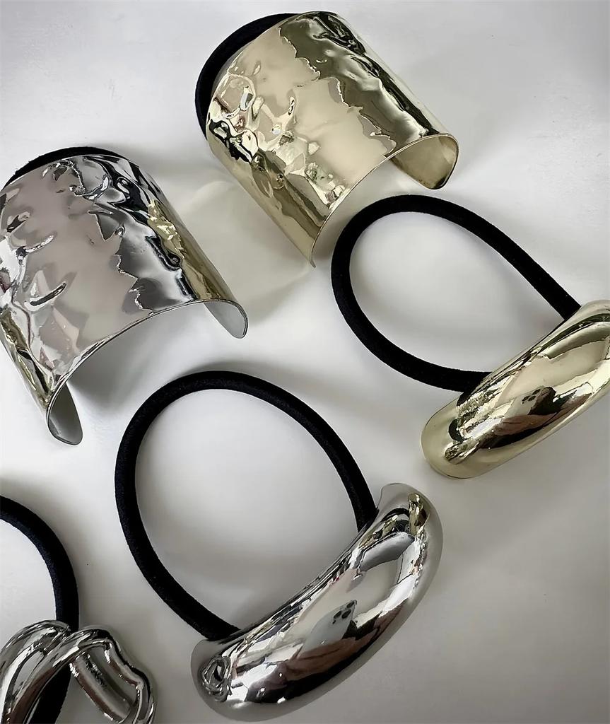 Модная металлическая массивная круглая куполообразная резинка для волос с бантом для женщин, фиксатор для конского хвоста, эластичные резинки для волос, аксессуары для украшения волос для девочек