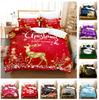3D Happy New Year Bedding Set Christmas Happy Duvet Cover Pillowcase 2/3 Holiday Gift AU/EU/ES/DE Full Size Quick Drying Soft Home Textile