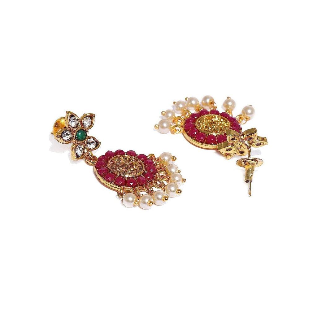 ZAVERI PEARLS Gold Tone Traditional Temple Choker Necklace Set For Women
