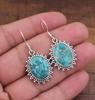 Blue Copper Turquoise Gemstone Earring, Solid 925 Sterling Silver Earring, Designer Handmade Dangle Earring, December Birthstone