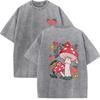 Beautiful Mushrooms And Delicious Strawberries Print Washed Women T Shirts Summer O-Neck Cotton Tees Top Fashion Clothes