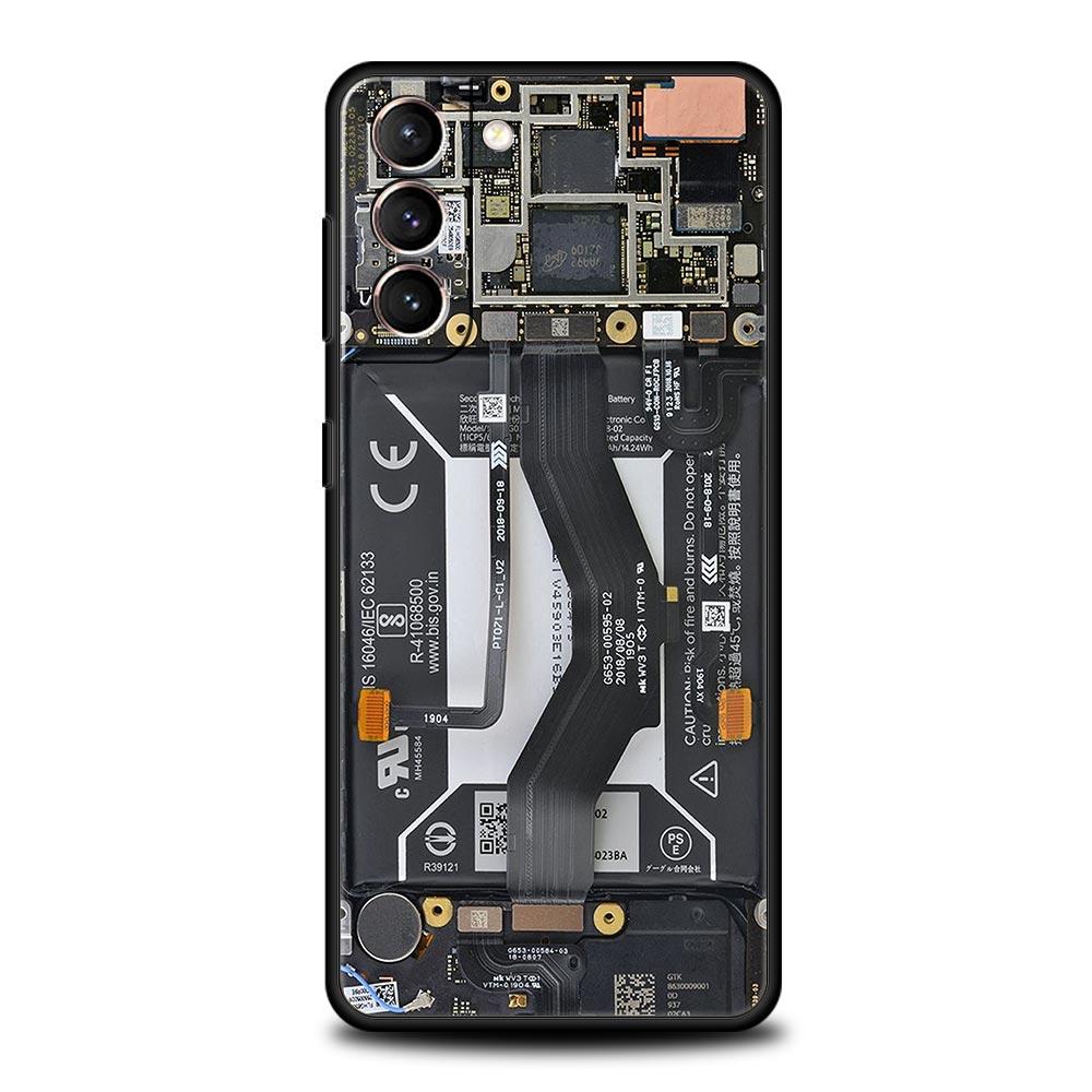 Чехол для телефона с платой внутри для Samsung Galaxy S25 S24 S23 FE S22 Ultra S20 S21 5G S10 Plus S10E Мягкий черный чехол